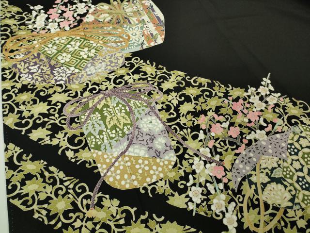 平和屋着物●極上 本加賀友禅作家 柿本市郎 黒留袖 仕覆花文 逸品 DZAB1645kh5