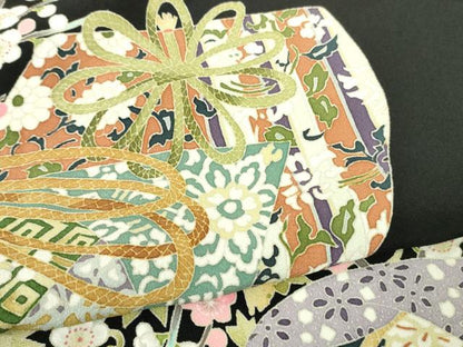 平和屋着物●極上 本加賀友禅作家 柿本市郎 黒留袖 仕覆花文 逸品 DZAB1645kh5