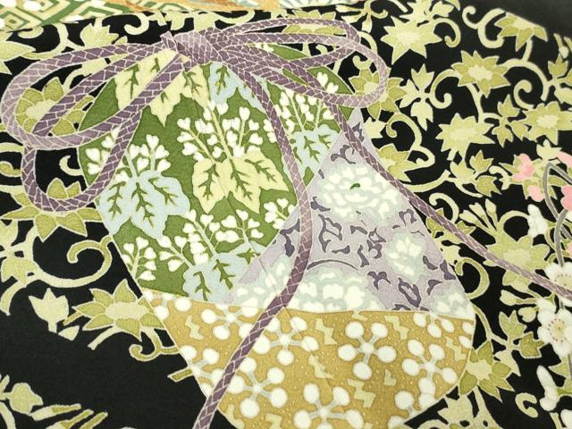 平和屋着物●極上 本加賀友禅作家 柿本市郎 黒留袖 仕覆花文 逸品 DZAB1645kh5