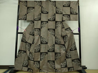 平和屋本店■極上　本場大島紬　割り込み絣　正倉院花文　逸品　DZAB1655kh5