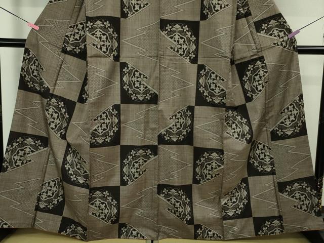 平和屋本店■極上　本場大島紬　割り込み絣　正倉院花文　逸品　DZAB1655kh5