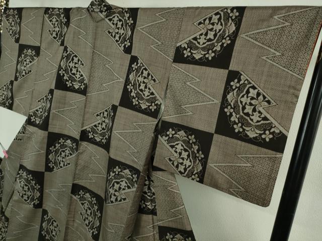 平和屋本店■極上　本場大島紬　割り込み絣　正倉院花文　逸品　DZAB1655kh5