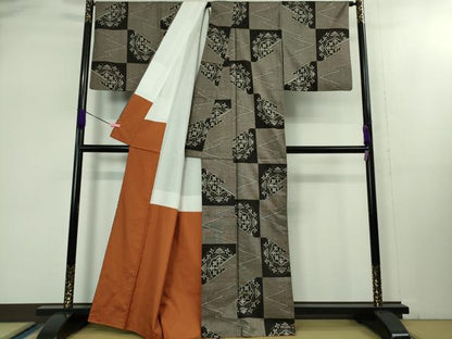 平和屋本店■極上　本場大島紬　割り込み絣　正倉院花文　逸品　DZAB1655kh5