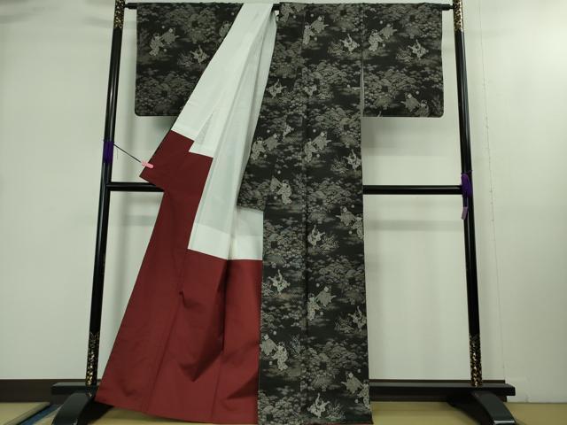 平和屋本店■極上 白泥染の第一人者・絣の魔術師 恵積五郎 本場大島紬 割込絣 恵大島織物謹製 わらべ 証紙付き 逸品 未使用 DZAB1660kh5