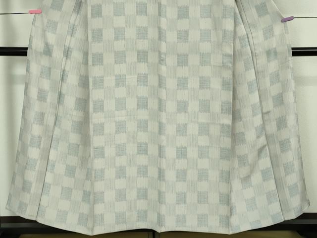 平和屋着物▽極上 ぜんまい紬 単衣 こがれこう 市松文様 反端付き 逸品 未使用 DZAB1670kh5
