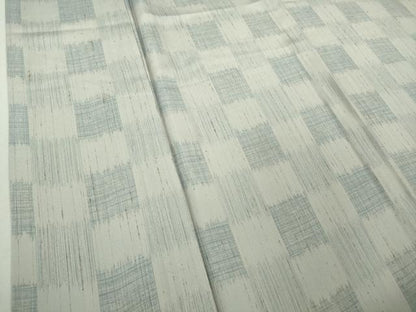 平和屋着物▽極上 ぜんまい紬 単衣 こがれこう 市松文様 反端付き 逸品 未使用 DZAB1670kh5