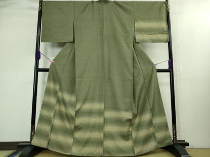 平和屋着物●極上　花織　訪問着　紬地　山鳩色地　逸品　DZAB1673kh6