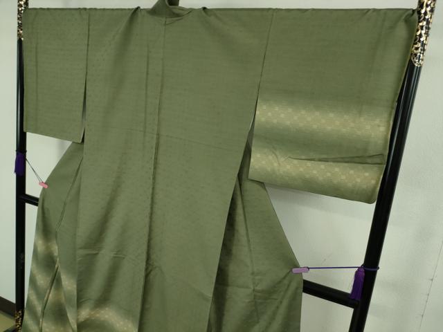 平和屋着物●極上　花織　訪問着　紬地　山鳩色地　逸品　DZAB1673kh6