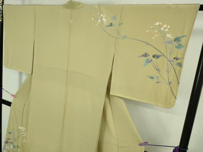平和屋着物●極上　本加賀友禅作家　窪田祐兆　訪問着　枝花文　蒸栗色地　暈し染め　逸品　未使用　DZAB6559kh6