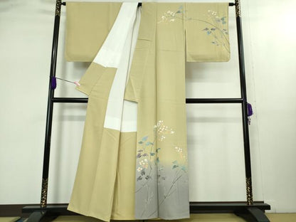 平和屋着物●極上　本加賀友禅作家　窪田祐兆　訪問着　枝花文　蒸栗色地　暈し染め　逸品　未使用　DZAB6559kh6