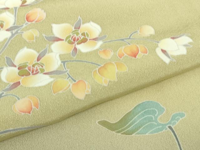 平和屋着物●極上　本加賀友禅作家　窪田祐兆　訪問着　枝花文　蒸栗色地　暈し染め　逸品　未使用　DZAB6559kh6