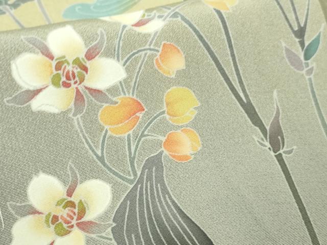 平和屋着物●極上　本加賀友禅作家　窪田祐兆　訪問着　枝花文　蒸栗色地　暈し染め　逸品　未使用　DZAB6559kh6