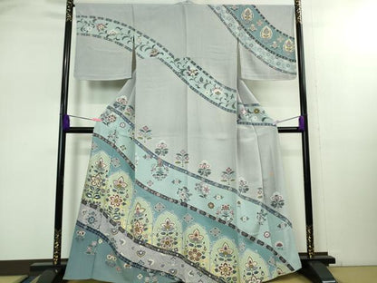 平和屋着物▽極上 訪問着 単衣 作家物 更紗花文 金彩 逸品 DZAB1683kh5