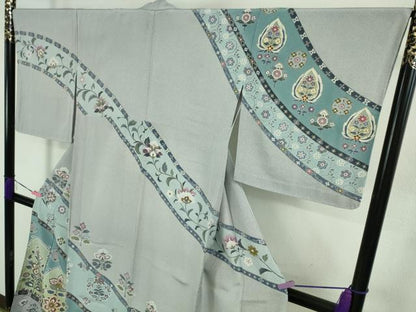 平和屋着物▽極上 訪問着 単衣 作家物 更紗花文 金彩 逸品 DZAB1683kh5