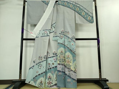 平和屋着物▽極上 訪問着 単衣 作家物 更紗花文 金彩 逸品 DZAB1683kh5