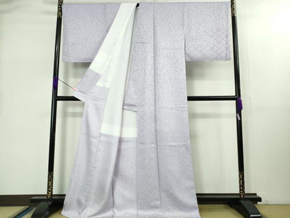 平和屋本店■極上　龍村美術織物　無地絵羽訪問着 　色無地　草花地紋　薄葡萄色　反端付き　逸品　未使用　DZAB1704kh5