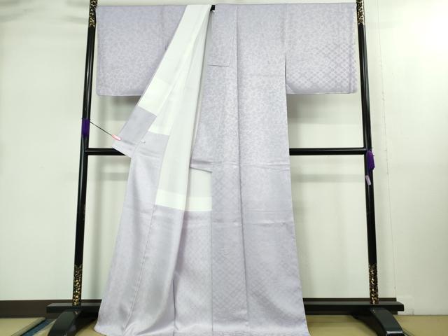 平和屋本店■極上　龍村美術織物　無地絵羽訪問着 　色無地　草花地紋　薄葡萄色　反端付き　逸品　未使用　DZAB1704kh5
