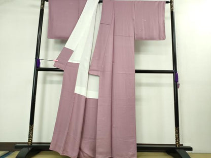 平和屋着物●極上 色無地 工字繋ぎ 南天草葉地紋 菖蒲色 逸品 DZAB1707kh5