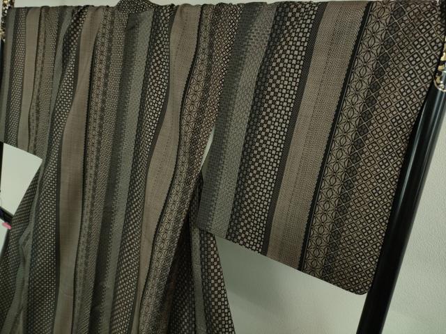 平和屋本店■極上　本場大島紬　割込絣　名物裂間道　ロング丈　逸品　DZAB1731kh5