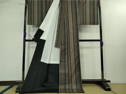 平和屋本店■極上　本場大島紬　割込絣　名物裂間道　ロング丈　逸品　DZAB1731kh5