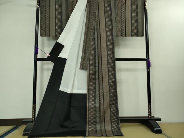 平和屋本店■極上　本場大島紬　割込絣　名物裂間道　ロング丈　逸品　DZAB1731kh5