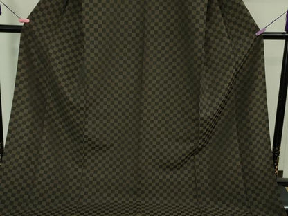 平和屋着物■極上　お召　単衣　市松文様　ロング丈　逸品　DZAB1738kh5