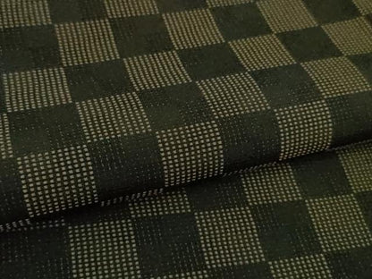 平和屋着物■極上　お召　単衣　市松文様　ロング丈　逸品　DZAB1738kh5