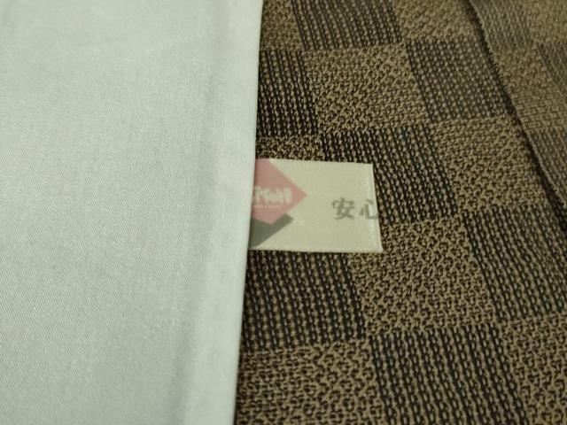 平和屋着物■極上　お召　単衣　市松文様　ロング丈　逸品　DZAB1738kh5