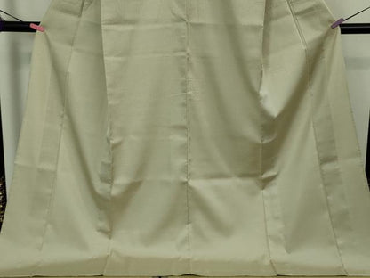 平和屋着物▽極上 お召 単衣 網目文 練色地 ロング丈 逸品 DZAB1743kh6
