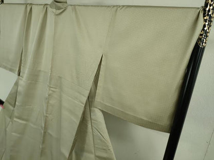 平和屋着物▽極上 お召 単衣 網目文 練色地 ロング丈 逸品 DZAB1743kh6