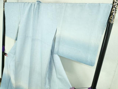 平和屋着物●極上 訪問着 松ぼっくり地紋 暈し染め フロスティーブルー色地 ロング丈 逸品 DZAB1744kh5