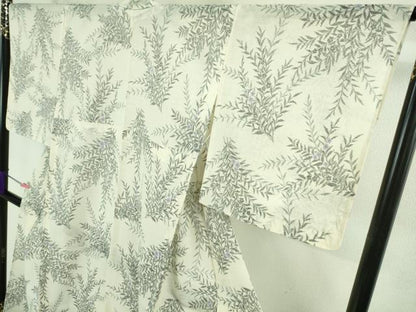 平和屋着物■極上　夏物　紗紬　草花文　象牙色地　逸品　DZAB1750kh5