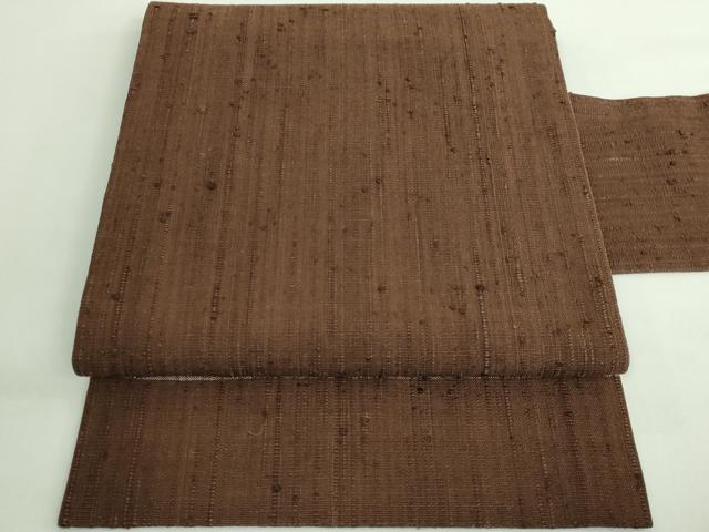 平和屋本店●極上　浦野理一　経節紬　九寸名古屋帯　黒茶色　逸品　DZAB1752kh6