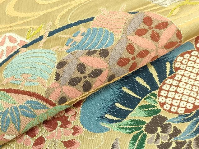 平和屋着物○極上 西陣 白綾苑大庭 六通柄袋帯 流水小袖