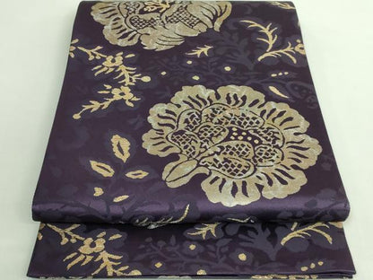 平和屋着物●極上　洛風林　工芸帯地　六通柄袋帯　草花文　金糸　逸品　DZAB1761kh6