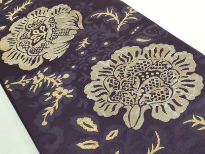 平和屋着物●極上　洛風林　工芸帯地　六通柄袋帯　草花文　金糸　逸品　DZAB1761kh6