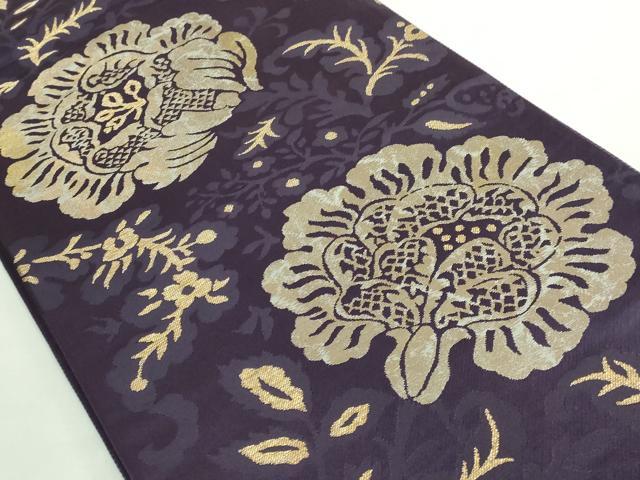 平和屋着物●極上　洛風林　工芸帯地　六通柄袋帯　草花文　金糸　逸品　DZAB1761kh6