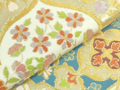 平和屋着物●極上　西陣　川島織物　六通柄　本袋帯　正倉院花文　金糸　逸品　DZAB1762kh6