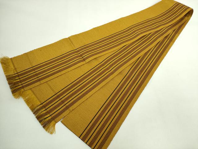 平和屋着物●極上　本場黄八丈　紬　半幅帯　間道　逸品　未使用　DZAB1764kh6
