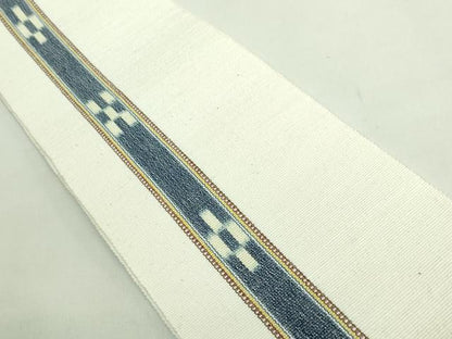 平和屋着物●極上　沖縄県伝統工芸品　八重山ミンサー　手織り　半幅帯　星野かよ子作　綿　逸品　未使用　DZAB1765kh6