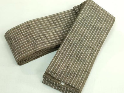 平和屋着物●極上　男性　両面　角帯　紬地　縞　間道　逸品　DZAB1766kh6