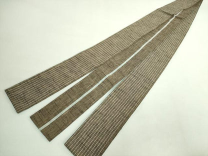 平和屋着物●極上　男性　両面　角帯　紬地　縞　間道　逸品　DZAB1766kh6