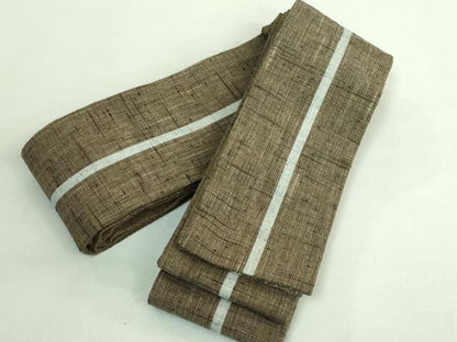 平和屋着物●極上　男性　両面　角帯　紬地　縞　間道　逸品　DZAB1766kh6