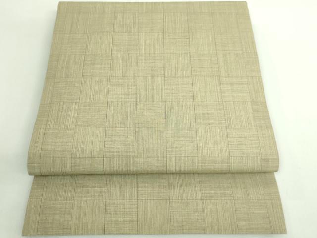 平和屋本店＊極上　夏物　日本工芸会正会員　林宗平　越後本麻上布　九寸開き名古屋帯　市松文様　証紙付き　麻　逸品　DZAB1772kh6