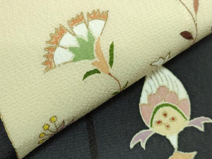 平和屋着物●極上　九寸名古屋帯　枝花文　金銀彩　逸品　DZAB1780kh6