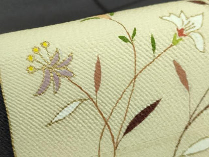 平和屋着物●極上　九寸名古屋帯　枝花文　金銀彩　逸品　DZAB1780kh6