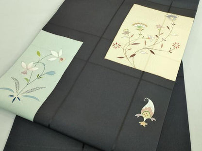 平和屋着物●極上　九寸名古屋帯　枝花文　金銀彩　逸品　DZAB1780kh6