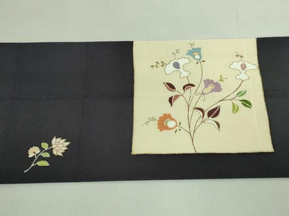 平和屋着物●極上　九寸名古屋帯　枝花文　金銀彩　逸品　DZAB1780kh6