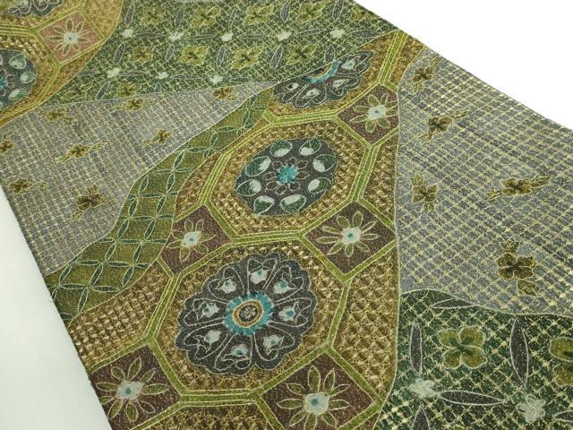 平和屋本店●極上　中国三大刺繍　スワトウ刺繍　汕頭刺繍　総刺繍　全通柄袋帯　スリーシーズン帯　蜀江花文　金糸　逸品　DZAB1781kh6
