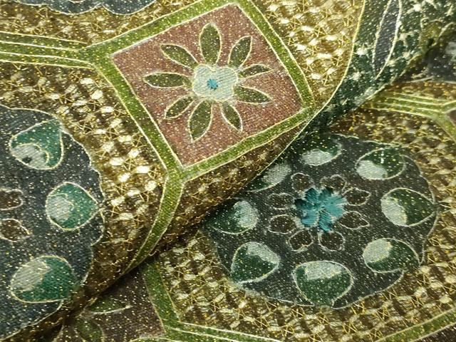 平和屋本店●極上　中国三大刺繍　スワトウ刺繍　汕頭刺繍　総刺繍　全通柄袋帯　スリーシーズン帯　蜀江花文　金糸　逸品　DZAB1781kh6